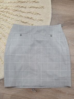 Banana Republic Gray Windowpane Pencil Skirt